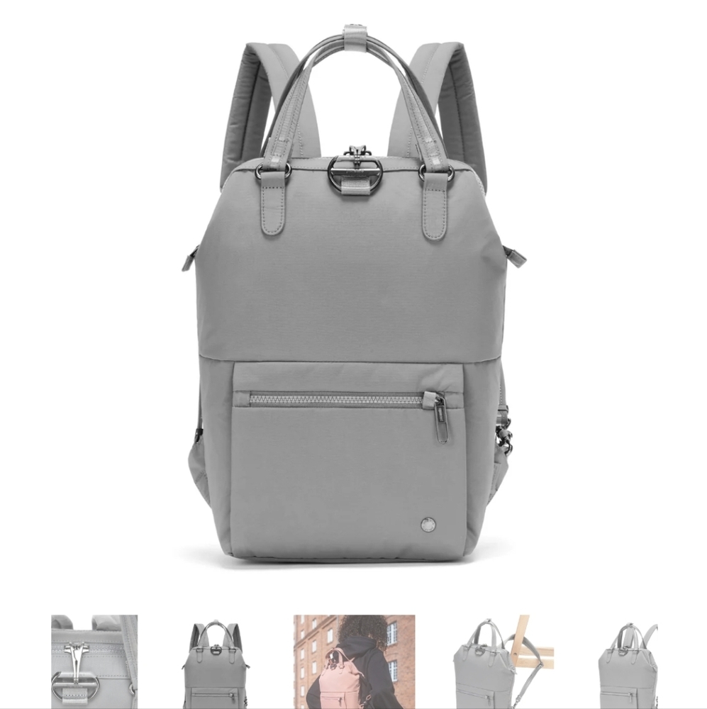 Gray Pacsafe Backpack for WomenThe Last 5 Pics Are The Actual Bag 1 Without Tags